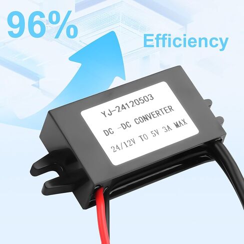 DC 12V to 5V 3A USB 15W Car Waterproof Power Supply Converter, USB Step Down Voltage Power Supply Output Adapter,Voltage Regulator Buck Module for Security Camera,LED,DVR (USB with Ear) in Saudi Arabia