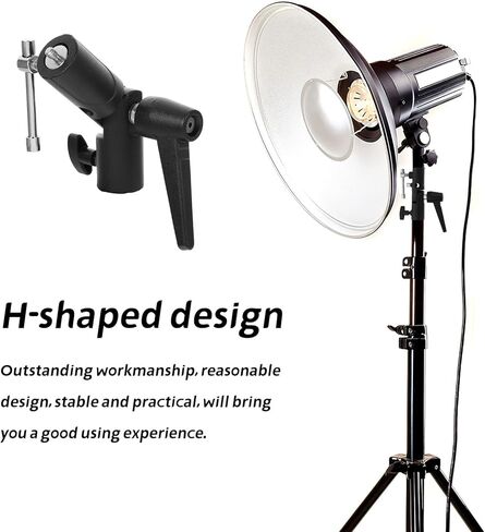 Aluminum Alloy Flash Light Stand Adapter with Dual Mount Umbrella Swivel Holder for Off-Camera Tripod Photography Accessories Compatible with Umbrella Softbox in Saudi Arabia