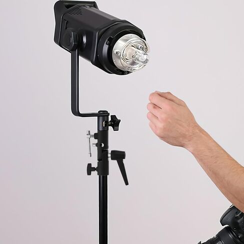 Aluminum Alloy Flash Light Stand Adapter with Dual Mount Umbrella Swivel Holder for Off-Camera Tripod Photography Accessories Compatible with Umbrella Softbox in Saudi Arabia