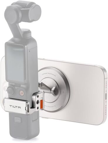 Tilta Magnetic Accessory Mounting Kit Compatible with DJI Osmo Pocket 3 & Xtra Muse | Dual Articulation Magnetic Mount Adapter with Silicone Cushion - Titanium White in Saudi Arabia