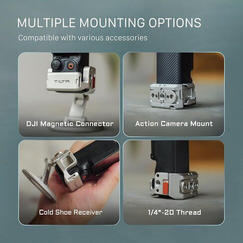 Tilta Magnetic Accessory Mounting Kit Compatible with DJI Osmo Pocket 3 & Xtra Muse | Dual Articulation Magnetic Mount Adapter with Silicone Cushion - Titanium White in Saudi Arabia