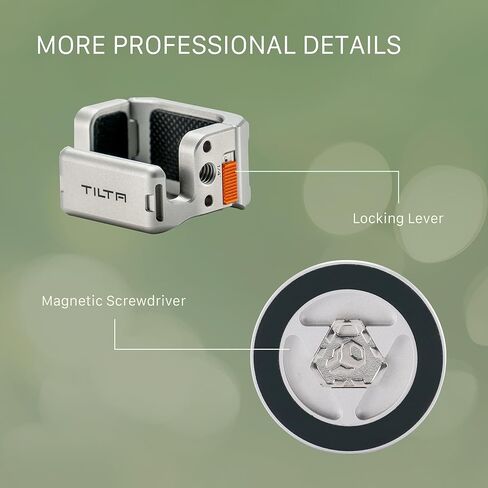 Tilta Magnetic Accessory Mounting Kit Compatible with DJI Osmo Pocket 3 & Xtra Muse | Dual Articulation Magnetic Mount Adapter with Silicone Cushion - Titanium White in Saudi Arabia