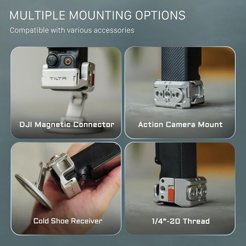 موسع تركيب ملحقات صغير من Tilta لـ DJI Osmo Pocket 3 وXtra Muse | محول تركيب خفيف الوزن مع حذاء بارد، GoPro، موصل مغناطيسي - أبيض تيتانيوم in Saudi Arabia