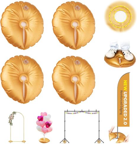 4 قطع جديدة من أوزان قوس البالونات للحامل الخلفي - أوزان مصنفة للضغط 50 كجم لحامل القوس، حقيبة وزن الماء سميكة قابلة للفتح مكونة من 5 طبقات لحفلات الزفاف وأعياد الميلاد ورأس السنة الجديدة (كل 10 أرطال) in Kuwait