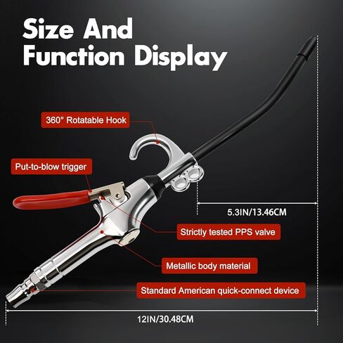 High Volume Air Blow Gun with Aluminum Rubber Guard - Industrial Air Blower for Dust Cleaning, Compatible with Air Compressor Attachments, Air Hose, And Screw Extractor Set in Kuwait