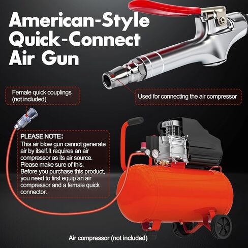 High Volume Air Blow Gun with Aluminum Rubber Guard - Industrial Air Blower for Dust Cleaning, Compatible with Air Compressor Attachments, Air Hose, And Screw Extractor Set in Kuwait