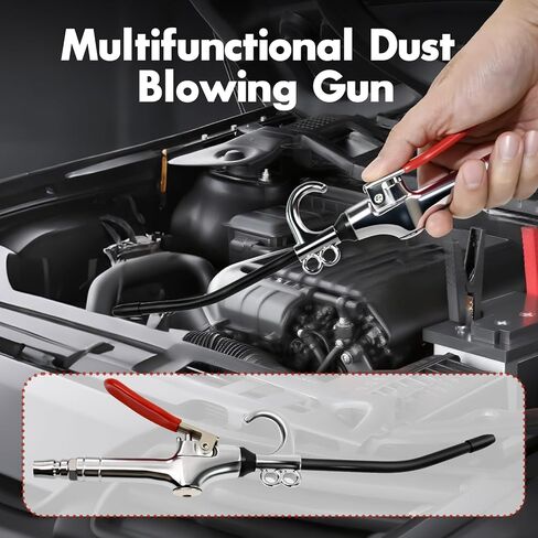 High Volume Air Blow Gun with Aluminum Rubber Guard - Industrial Air Blower for Dust Cleaning, Compatible with Air Compressor Attachments, Air Hose, And Screw Extractor Set in Kuwait