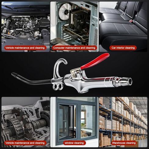 High Volume Air Blow Gun with Aluminum Rubber Guard - Industrial Air Blower for Dust Cleaning, Compatible with Air Compressor Attachments, Air Hose, And Screw Extractor Set in Kuwait