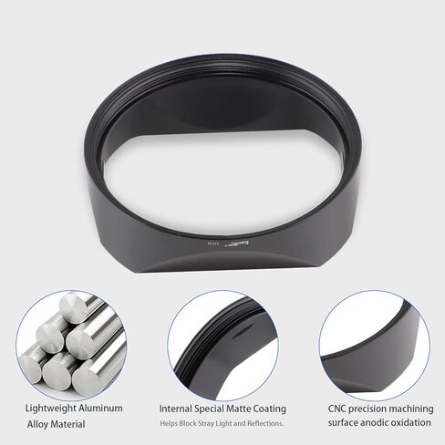Haoge Metal Square Lens Hood with Metal Lens Front Cap for Leica Q3 Q2 Q Q-P QP q3 Typ116 Camera Accessories in Saudi Arabia