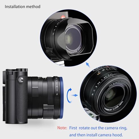 Haoge Metal Square Lens Hood with Metal Lens Front Cap for Leica Q3 Q2 Q Q-P QP q3 Typ116 Camera Accessories in Saudi Arabia