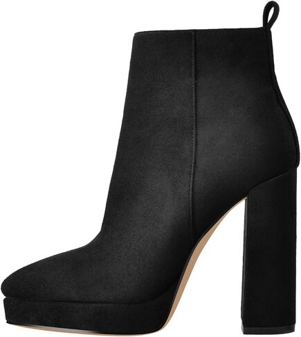 Only maker Women’s Chunky Heel Platform Ankle Boots – Classic High Heel Booties with Side Zipper for Fall, Winter, and Everyday Outfits in Saudi Arabia