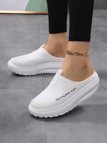 Women's Breathable Mesh Slip-On Sneakers - Cushioned Sole, Comfortable Fabric Insole, All-Season Low-Top Design, Casual Footwear EVA Sole Sneakers in Saudi Arabia