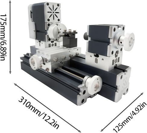Height-Enhanced Mini Lathe For Metals, 50mm center height 36W 20000 RPM 12VDC For Wood & Soft Metal Crafting Tool, Woodworking Craft/Workshops/Models for Science Hobby Education in Saudi Arabia