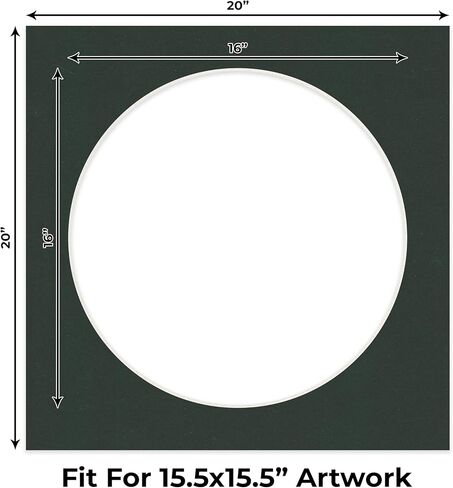 Poster Palooza 20x20 Mat Bevel Cut for 16x16 Photos - Precut Black Circle Shaped Photo Mat Board Opening - Acid Free Matte to Protect Your Pictures - Bevel Cut for Family Photos, Pack of 1 Matboard in Saudi Arabia