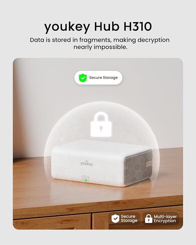 youkey 2Pack كاميرا داخلية P310 مع Hub H310، بدون رسوم شهرية، عموم وإمالة، كاميرا أمان 2.5K مع 2.4/ 5 جيجا هرتز WiFi 6، اقتران بلوتوث، محادثة ثنائية الاتجاه، رؤية ليلية in Kuwait