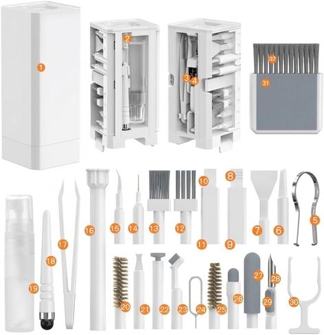 32-in-1 Cleaning Kit for Electronics with Brushes for Keyboards Earphones and Cameras in Saudi Arabia