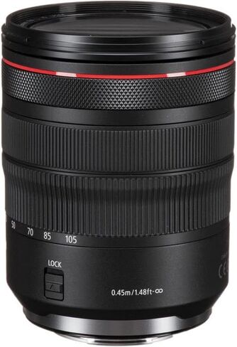 عدسة كانون RF 24-105 ملم f/4L IS USM | تكبير قياسي من السلسلة L مع فتحة f/4 ثابتة وتثبيت الصورة والتركيز البؤري التلقائي USM السريع | مثالية للسفر والتصوير الفوتوغرافي اليومي (2963C002) + محول EF-EOS R + المزيد in Kuwait