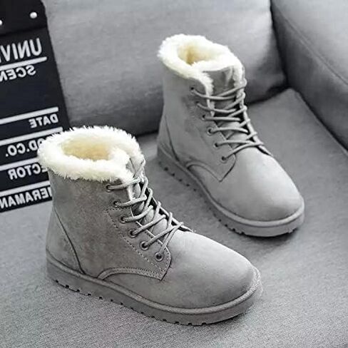 Cozy and Stylish Women's Snow Boots with Plush Lining and Lace-Up Design in Saudi Arabia