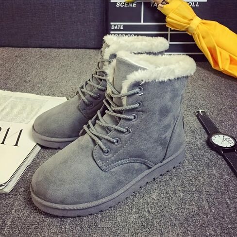 Cozy and Stylish Women's Snow Boots with Plush Lining and Lace-Up Design in Saudi Arabia