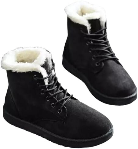 Cozy and Stylish Women's Snow Boots with Plush Lining and Lace-Up Design in Saudi Arabia