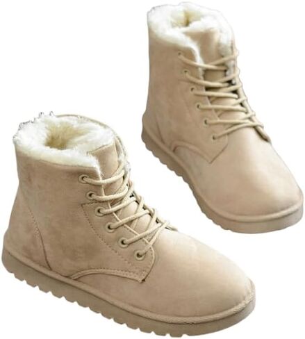 Cozy and Stylish Women's Snow Boots with Plush Lining and Lace-Up Design in Saudi Arabia