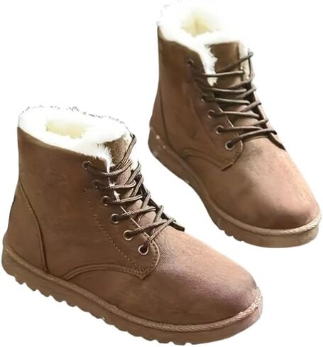 Cozy and Stylish Women's Snow Boots with Plush Lining and Lace-Up Design in Saudi Arabia