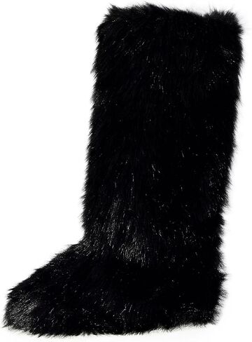Wild Diva MELANIE-39 Women's Y2K Rave Trendy Fluffy Faux Fur Knee-High Winter Fashion Snow Boots in Saudi Arabia