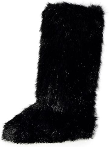 Wild Diva MELANIE-39 Women's Y2K Rave Trendy Fluffy Faux Fur Knee-High Winter Fashion Snow Boots in Saudi Arabia