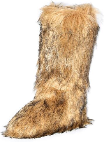 Wild Diva MELANIE-39 Women's Y2K Rave Trendy Fluffy Faux Fur Knee-High Winter Fashion Snow Boots in Kuwait