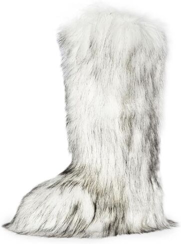 Wild Diva MELANIE-39 Women's Y2K Rave Trendy Fluffy Faux Fur Knee-High Winter Fashion Snow Boots in Saudi Arabia