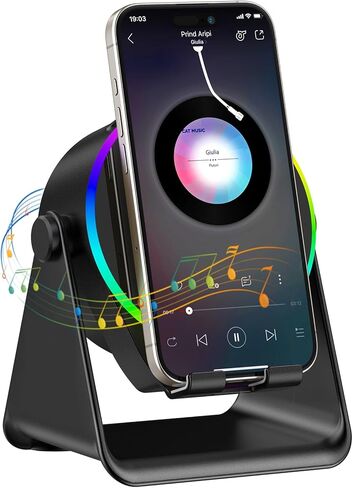 مكبر صوت بلوتوث ، مكبر صوت تحريبي لاسلكي مع حامل الهاتف والضوء RGB ، الصوت المحيطي HD ، متوافق مع iPhone/Android/iPad/Samsung ، هدية عيد ميلاد للرجال النساء in Kuwait