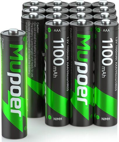 Rechargeable AAA Batteries with Box 16 Pack,Battery Box for AA/AAA Rechargeable Battery,Triple A NiMH Solar Batteries 1100mAh 1.2V,Pilas Recargables,Removable Box for NiMH/Lithium in Kuwait
