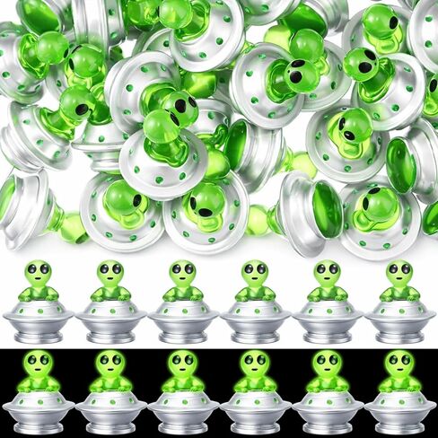 Sumind 50 Pcs Mini Resin UFO Alien Spaceship Figurines Glow in The Dark Bulk Set Halloween Small UFO Luminous Figures for Collections Themed Decorations Creative Crafts Space Party Fillers in Saudi Arabia