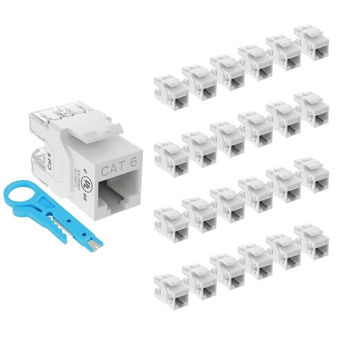 Tecmojo UL مدرج 10 جيجابت في الثانية Cat6 Keystone Jack Insert 10 -Pack ، 90 درجة لكمة أسفل RJ45 Keystone Jack Adapter ملف تعريف نحيف للوحة التصحيح ولوحة الجدار in Kuwait
