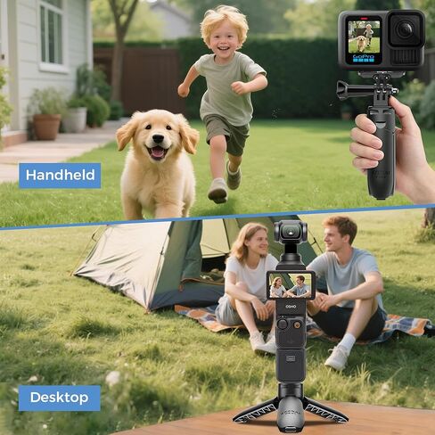 حامل ثلاثي صغير مفتوح تلقائيًا من Leekai PX01 لـ DJI Osmo Pocket 3 & 2، حامل ثلاثي القوائم Vlog، مقبض حامل سطح المكتب التلقائي للجيب، عصا سيلفي صغيرة على سطح الطاولة لـ insta360 X5/X4/X3/، Action 5 Pro/4/3 in Kuwait