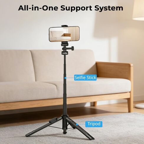 SmallRig 59" Selfie Stick Tripod with Remote & Phone Clamp, Extendable Tripod Stand for DJI Osmo Action 6/5 Pro/4, for GoPro Hero 13/12/11, for Insta360 X5/X4, for iPhone 16/15/14, for Android - 5464 in Saudi Arabia