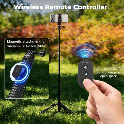 SmallRig 59" Selfie Stick Tripod with Remote & Phone Clamp, Extendable Tripod Stand for DJI Osmo Action 6/5 Pro/4, for GoPro Hero 13/12/11, for Insta360 X5/X4, for iPhone 16/15/14, for Android - 5464 in Saudi Arabia