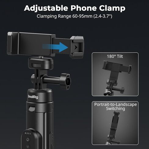 SmallRig 59" Selfie Stick Tripod with Remote & Phone Clamp, Extendable Tripod Stand for DJI Osmo Action 6/5 Pro/4, for GoPro Hero 13/12/11, for Insta360 X5/X4, for iPhone 16/15/14, for Android - 5464 in Saudi Arabia