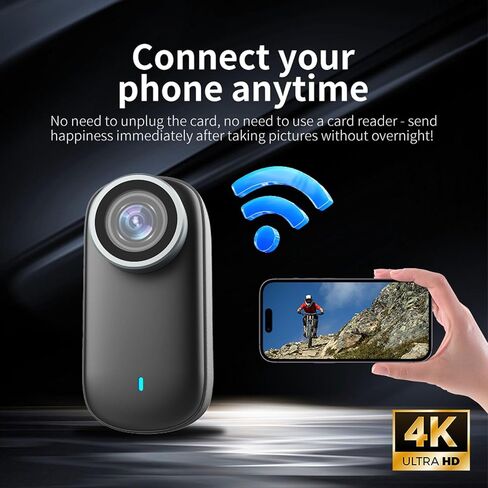 New Upgrade 4K 128GB Thumb Action Camera, 4K Wi-Fi HD Recorder, 1.47in HD Display, Equipped with a Waterproof Housing, Ultra Wide Angle and Preview Shooting, for Pet Walking, Work, Travel (Pink) in Saudi Arabia