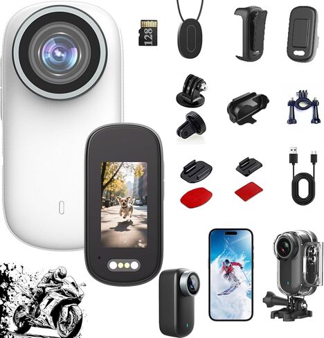 New Upgrade 4K 128GB Thumb Action Camera, 4K Wi-Fi HD Recorder, 1.47in HD Display, Equipped with a Waterproof Housing, Ultra Wide Angle and Preview Shooting, for Pet Walking, Work, Travel (Pink) in Saudi Arabia