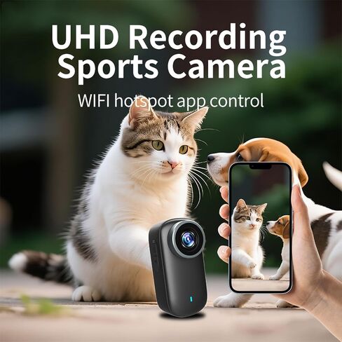 New Upgrade 4K 128GB Thumb Action Camera, 4K Wi-Fi HD Recorder, 1.47in HD Display, Equipped with a Waterproof Housing, Ultra Wide Angle and Preview Shooting, for Pet Walking, Work, Travel (Pink) in Saudi Arabia