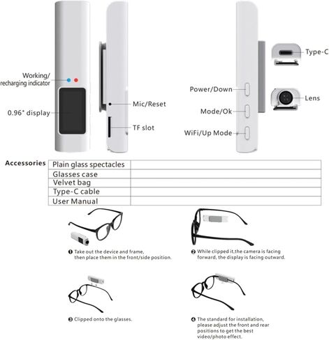 1080P HD POV Camera Smart Glasses (Black) in Saudi Arabia