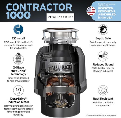 insinkerator 79332a -ise Contractor 1000 التخلص من القمامة مع الحبل 1 hp - n/a in Kuwait
