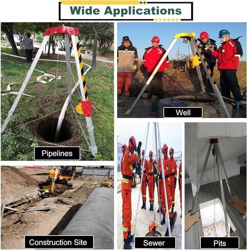 Portable Emergency Rescue Tripod Kit - 1800lbs Capacity, 7FT Adjustable Legs, 98FT Cable, Fall Protection for Tunnels, Pipelines, and Wellheads - Essential Lifting & Resc in Saudi Arabia