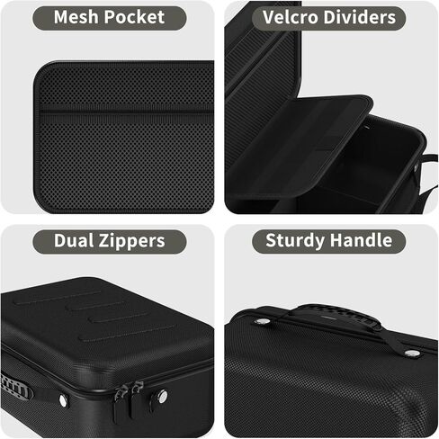 Hard Shell Camera Case Compatible with Canon EOS Rebel T7/R50/R100 and More DSLR & Mirrorless Cameras – Portable Travel Bag with Adjustable Dividers, Mesh Pocket & Shoulder Strap (Black) in Kuwait