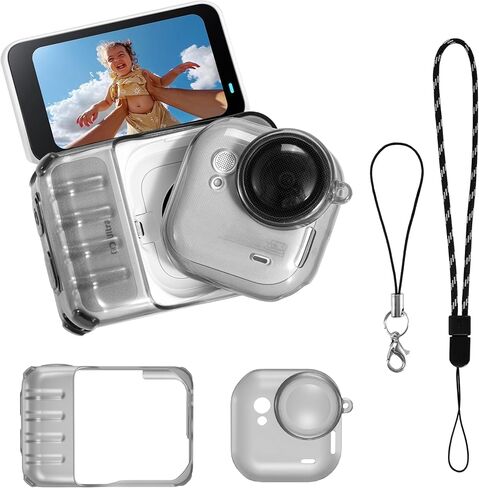 حافظة حماية لجهاز Insta360 Go Ultra مع غطاء عدسة وحبل قصير، غطاء مقاوم للصدمات وقابل للغسل ومضاد للانزلاق ومقاوم للغبار لملحقات Go Ultra (أسود) in Saudi Arabia