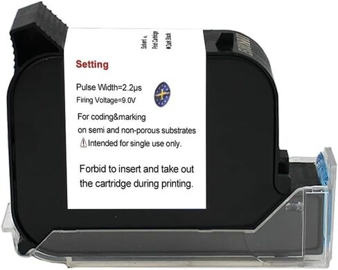 12.7mm/25.4mm Portable Metal Suitcase Handheld Inkjet Printer for Logo Label Date Image(25.4mm Black Ink Cartridges 1pc) in Saudi Arabia