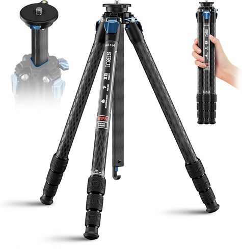 حامل ثلاثي من ألياف الكربون SIRUI AM-124 مع رأس سائل AM-5VX، حامل ثلاثي لكاميرا فيديو مدمج مقاس 65.6 بوصة للسفر، عمود مركزي مثلث، لوحة QR للتحميل الجانبي، قفل ملتوي مقاوم للماء، يحمل 6.6 رطل in Kuwait