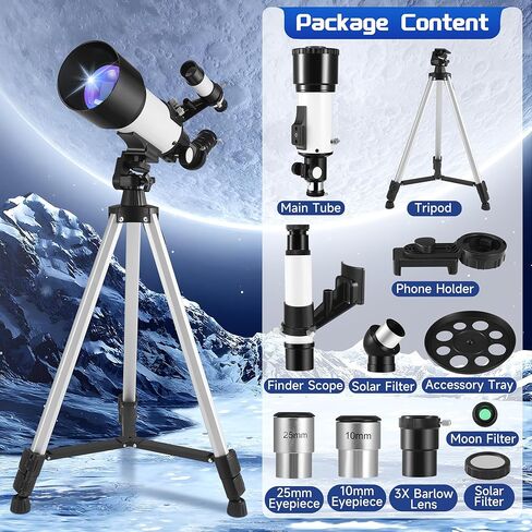 70mm Aperture Telescope for Adults Astronomy Beginners, 400mm Portable Refractor Telescopes in Saudi Arabia