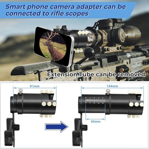 Rifle Scope Mount Upgrated Camera Adapter - All Aluminum 360 Degree Rotated Design Smartphone Mount for Outdoor Hunting Birding Photography - Adjustable for Eye Relief Diameter of 33-41mm in Saudi Arabia